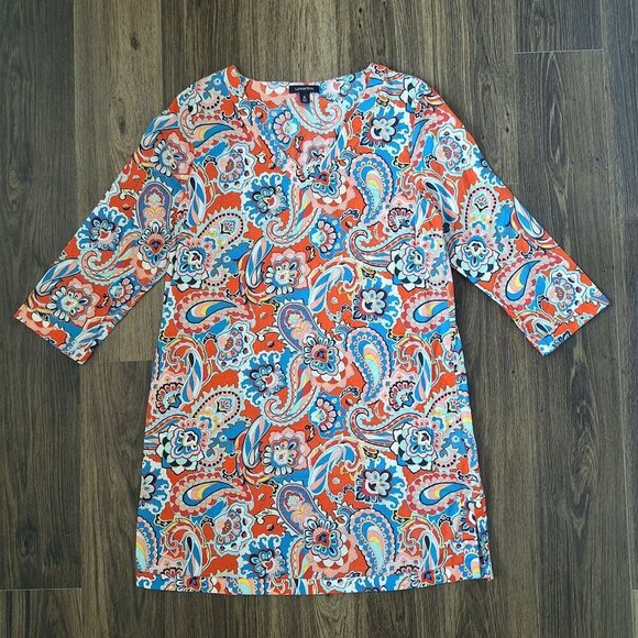 💙 Lands' End Tunic Dress 100% Cotton Pockets Lightweight Boho Style - Picture 2 of 12